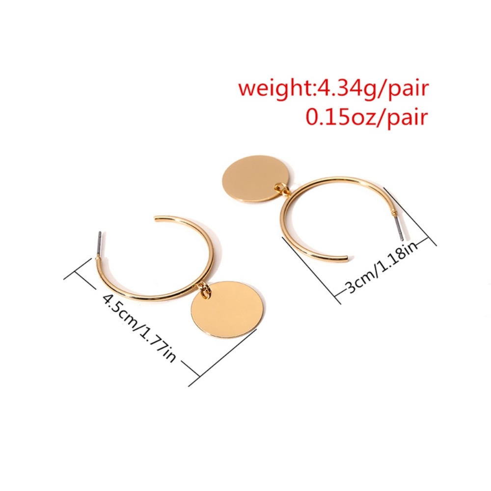 Minimalist Drop Hoop Earrings Circles - Picture 2 of 6